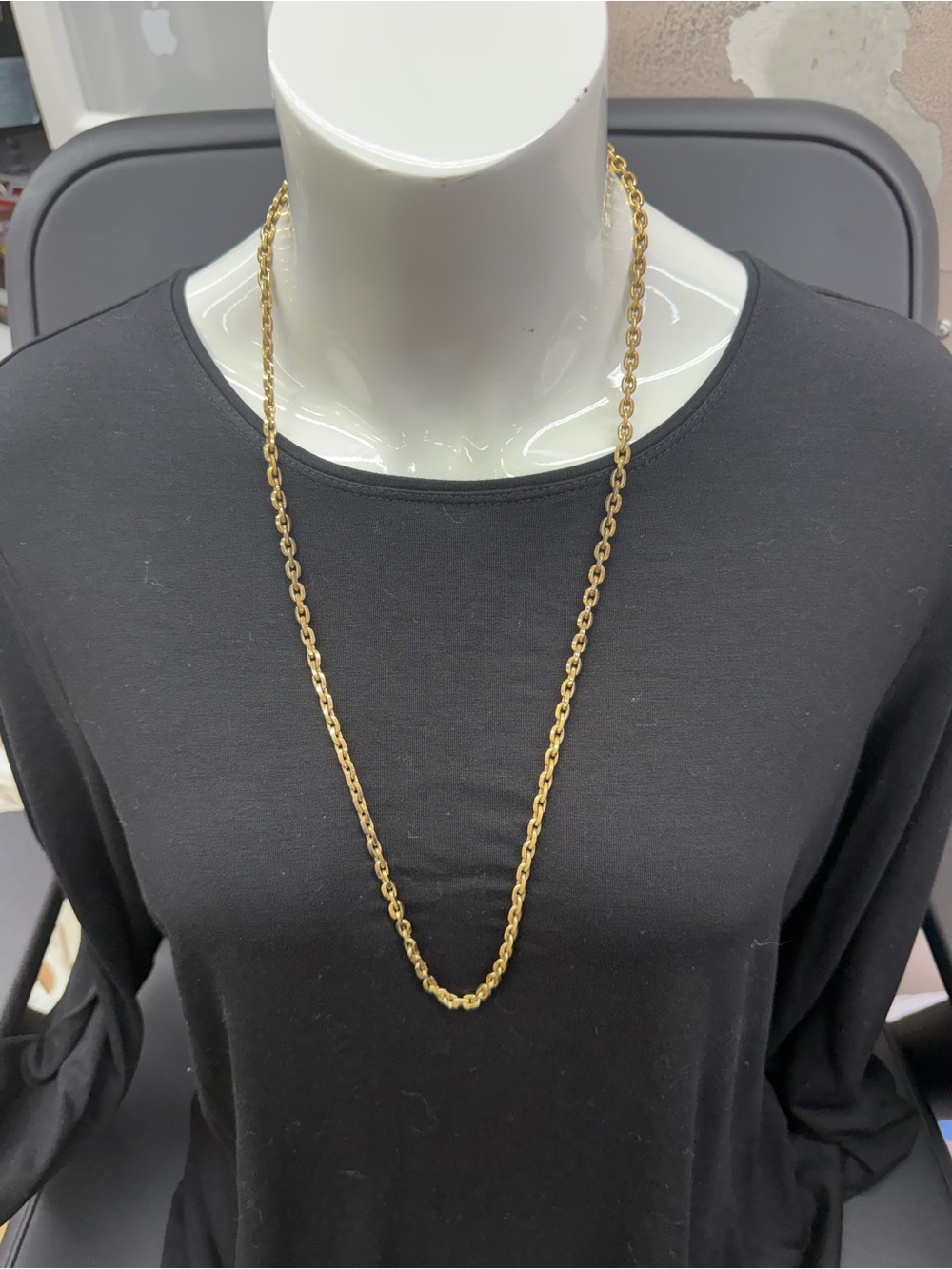 30” Long Gold Rope Link Necklace for Women